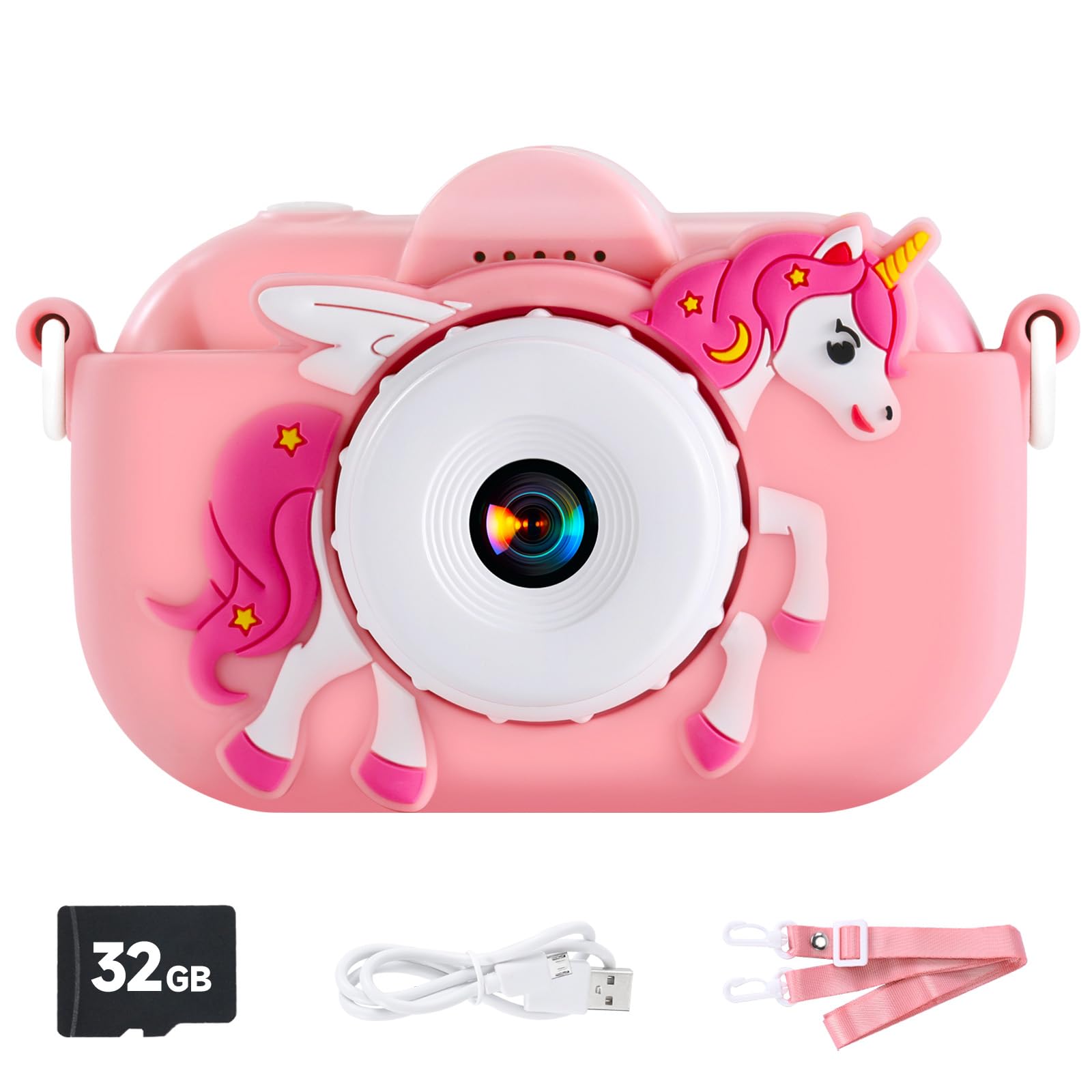 Photo 1 of Kids Camera HD Video Digital Camera for Age 3-12, 1080P Toddler Camera for Kids Holiday Christmas Birthday Gifts for Girls Boys Age 3-9, Coral Pink