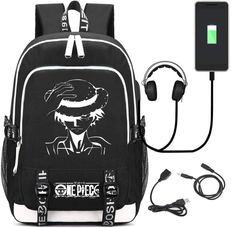 Siawasey Anime One Piece Cosplay Chopper Luffy Backpack Daypack Bookbag Laptop School Bag with USB Charging Port