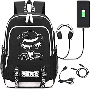 Siawasey Anime One Piece Cosplay Chopper Luffy Backpack Daypack Bookbag Laptop School Bag with USB Charging Port