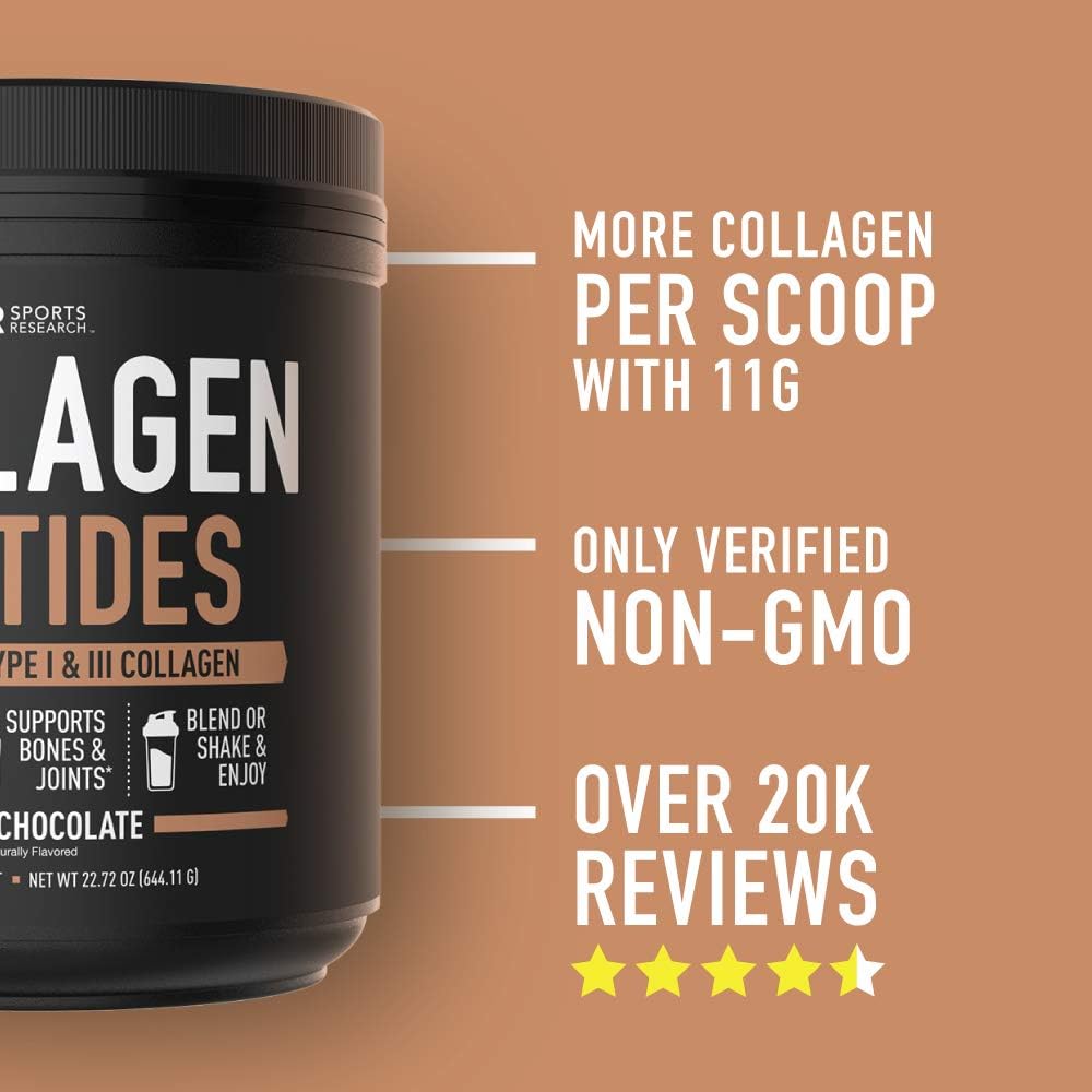 Collagen Peptides Powder (Dark Chocolate) | Great in Coffee, Water, Almond Milk & Protein Shakes | Non-GMO Verified, Certified Keto Diet Friendly & Gluten Free - 41 Servings: Health & Personal Care