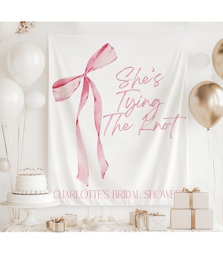 Hintergrund-Banner „She’s Tying The Knot“ Rosa – Deko Für Brautparty, Junggesellinnenabschied (1,5x1 M)