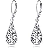 Celtic Earrings Gifts for Women Sterling Silver Irish Celtic Knot Teardrop Dangle Earrings