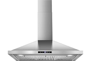 Tieasy Range Hood 36 inch Wall Mount Kitchen Hood 700 CFM with Ducted/Ductless Convertible Duct, Touch Control, Permanent Filters, Stainless Steel, 3 Speed Exhaust Fan