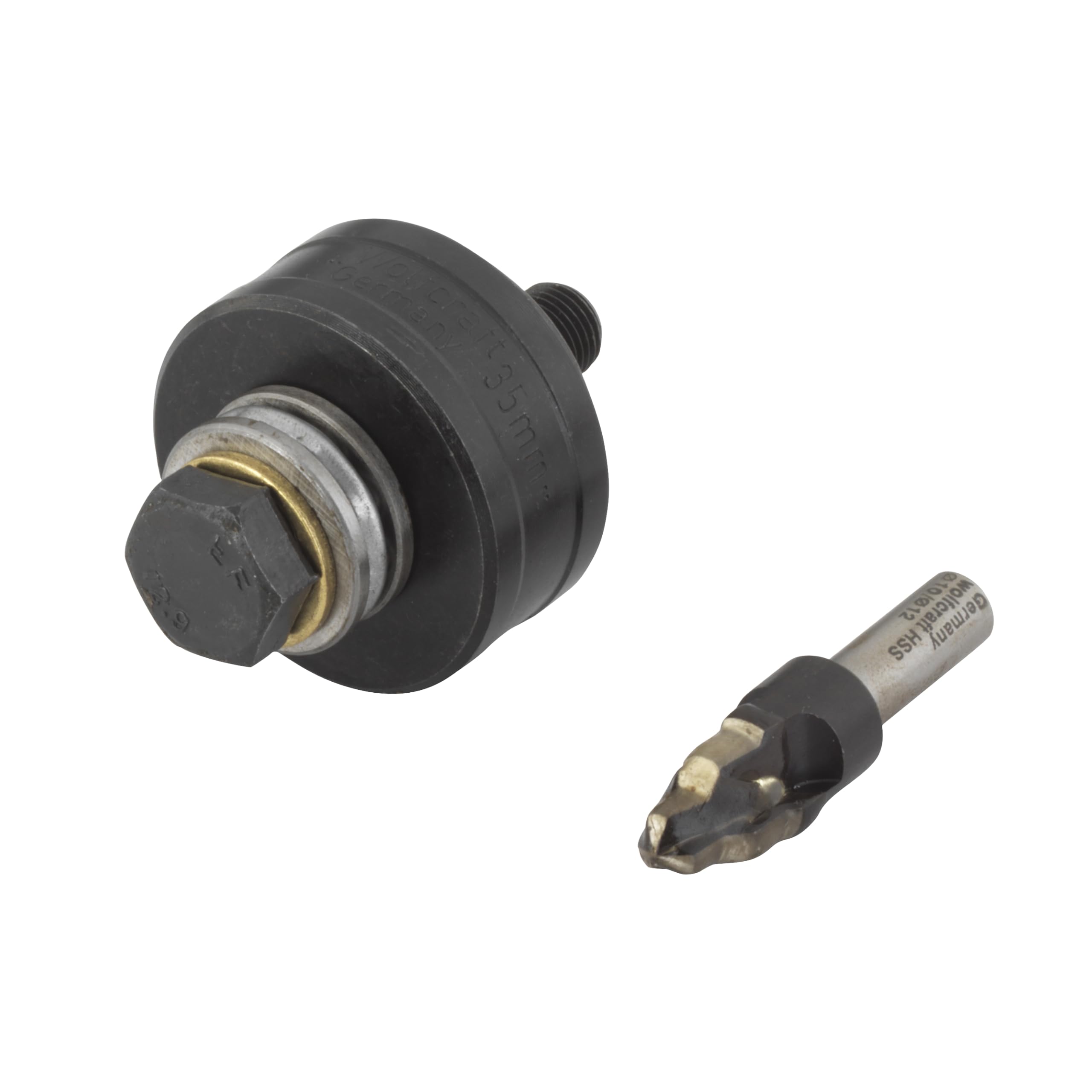 wolfcraft Hole Cutter Set, 2 Pcs, Ø 35 mm I 3762000 I for Punching Clean and Precise Holes in Stainless Steel Sinks with Ease