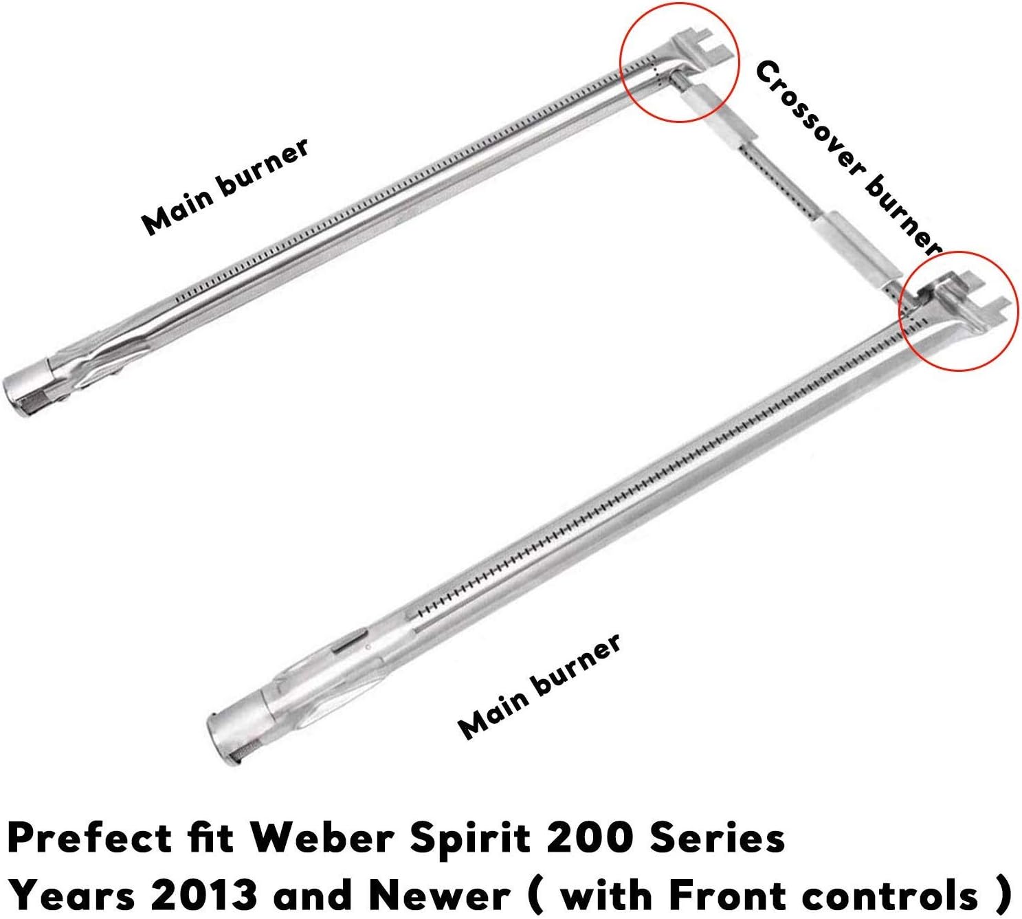 LOKHING 69785 45.7 CM Grill Burner Tubes for Weber Spirit 200 Series, Spirit E210 S210 E220 S220 Gas Grills with Up-Front Control (2013 Model Years and Newer), 304 Stainless Steel - Image 5