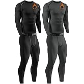 Celfaeree 2 Packs Compression Set Men Thermal Underwear for Men Long Johns for Mens Thermals Top and Bottom Set