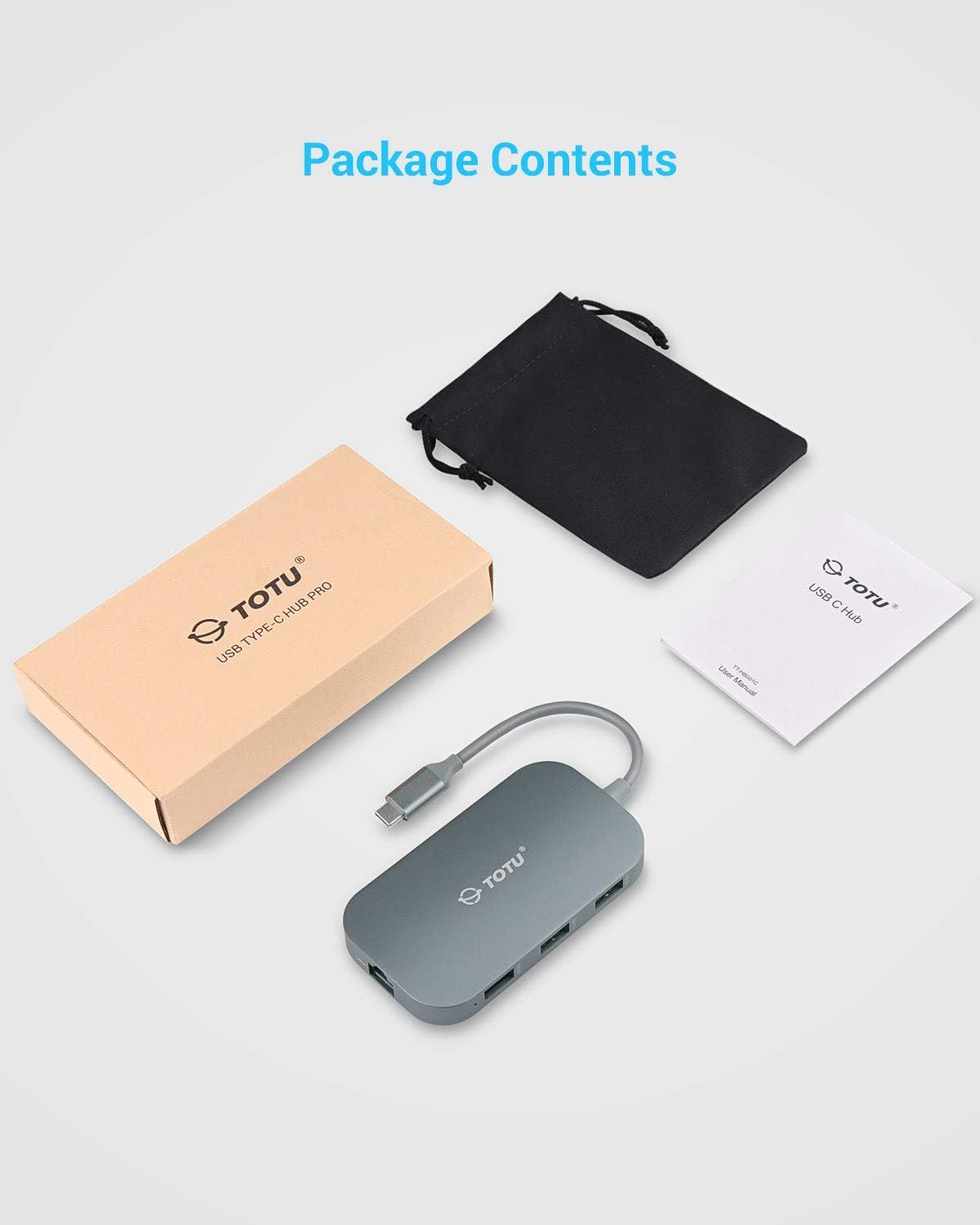 TOTU USB C Hub,9-In-1 Type C Hub with Ethernet Port, 4K USB C to HDMI, 2 USB 3.0 Ports, 1 USB 2.0 Port, SD/TF Card Reader, USB-C Power Delivery, Portable for Mac Pro and Other Type C Laptops (Silver): Computers & Accessories