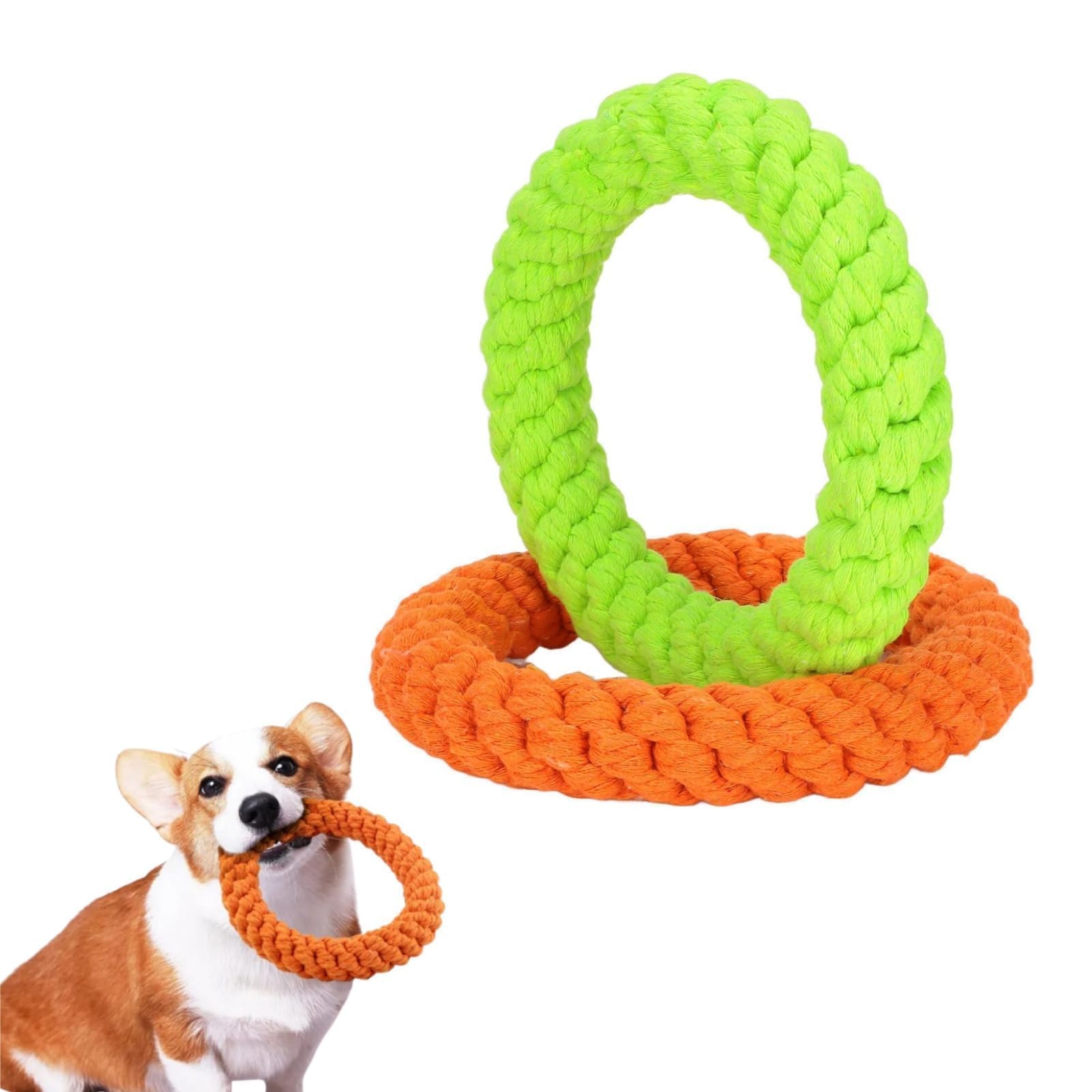 Cyrank Dog Rope Toy, 2PCS Dog Chew Toys Indestructible Cotton Rope for Teething Cleaning Small Medium Large Dogs