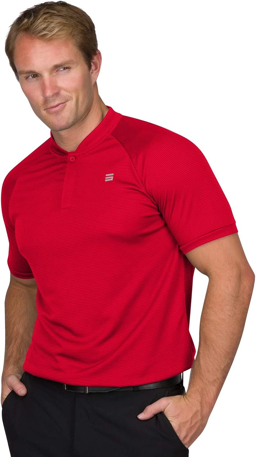 Three Sixty Six Collarless Golf Shirts for Men - Men’s Casual Dry Fit Short Sleeve Polo, Lightweight and Breathable : Clothing