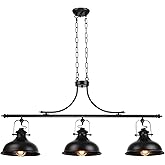 GZBtech Vintage 3-Light Pendant Lighting Fixture, 59.06'' H Adjustable Rustic Hanging Billiard Light Over The Pool Table, Ind