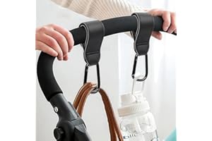 2 Pcs Baby Stroller Hooks, Bag Hooks for Hanging Diaper Bags, Multipurpose Hooks for Grocery Shopping Bags,Premium Vegan Leat