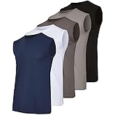 Real Essentials 5 Pack: Men's Cotton Sleeveless Crewneck Tank Top Casual Shirts Tees (Big & Tall Available)