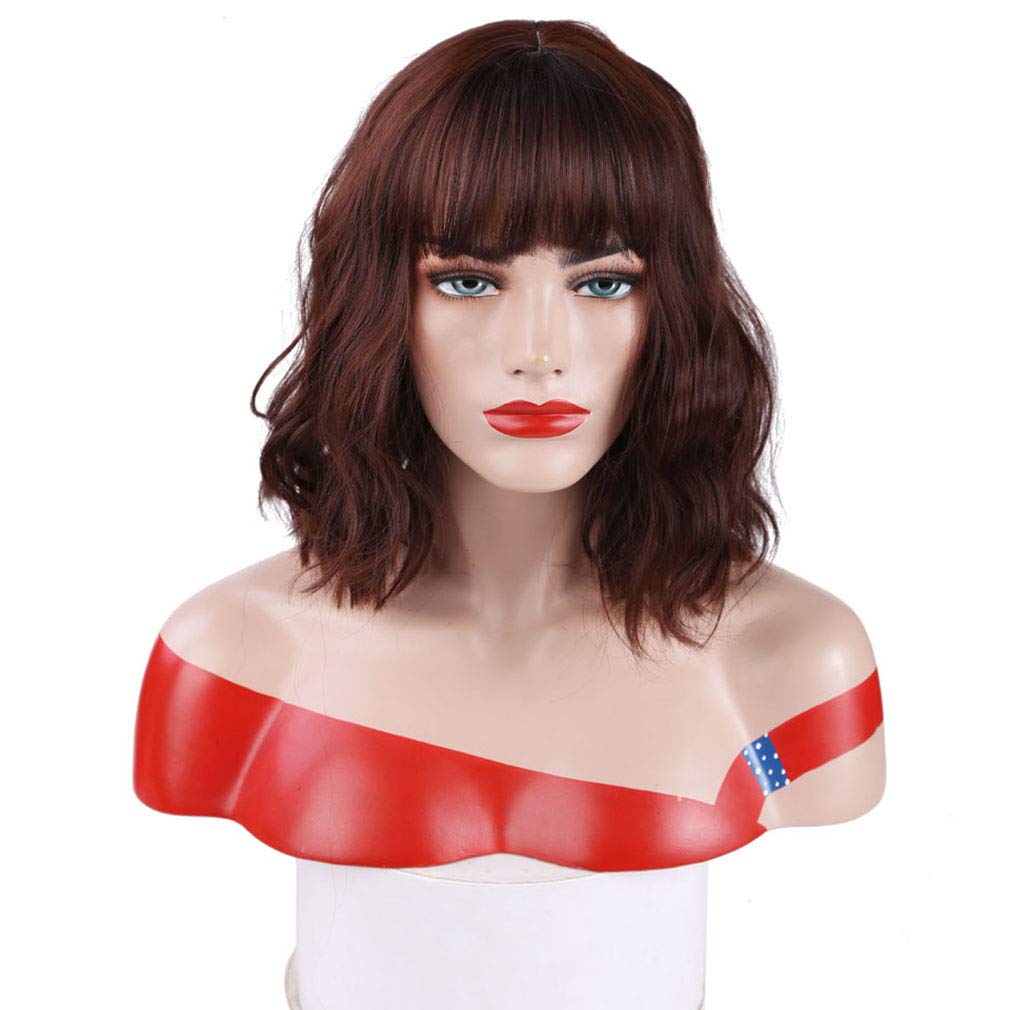 Chisu Short Bob Wig with Fringe 14 inches Synthetic Wigs For Women Multicolor (2/33 Color)