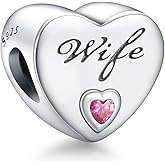 Doyafer Wife's 925 Sterling Silver Charms 5A Zircon Heart-Shaped Charm Jewelry Fit Women's Bracelets Necklaces For Family
