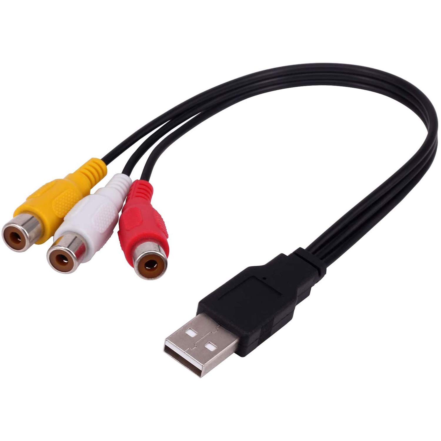 POFET USB to 3RCA Cable 0.3m USB Male to 3 RCA Female Jack Splitter Audio Video AV Composite Adapter Cable for TV/PC