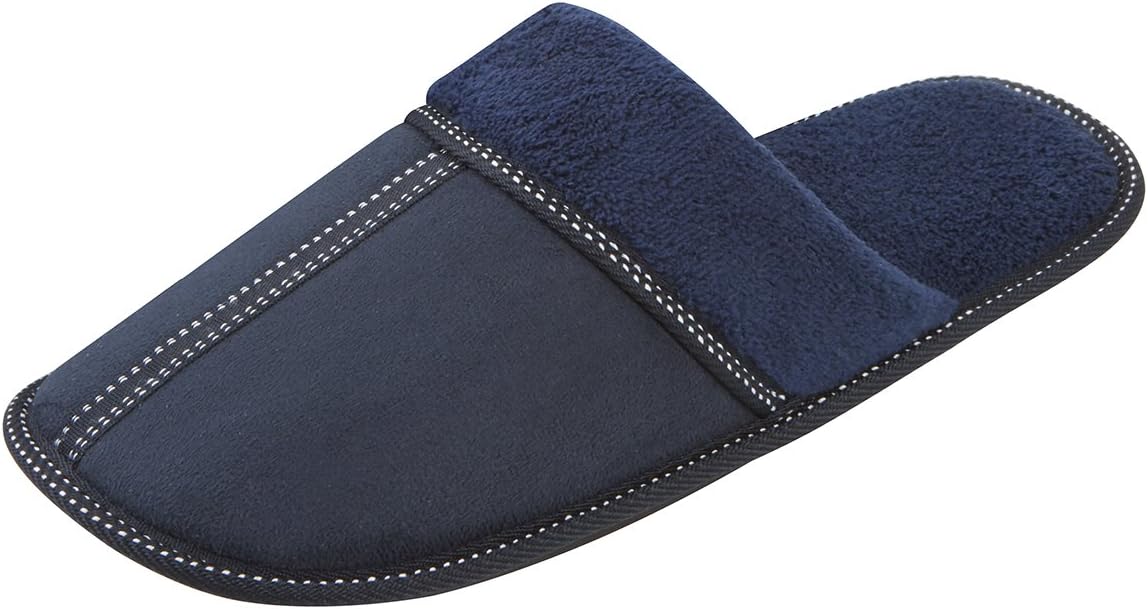 Pierre Roche - Men's Plain Mule Slippers(Sizes 6-11) Memory Foam Arch Support Slip On