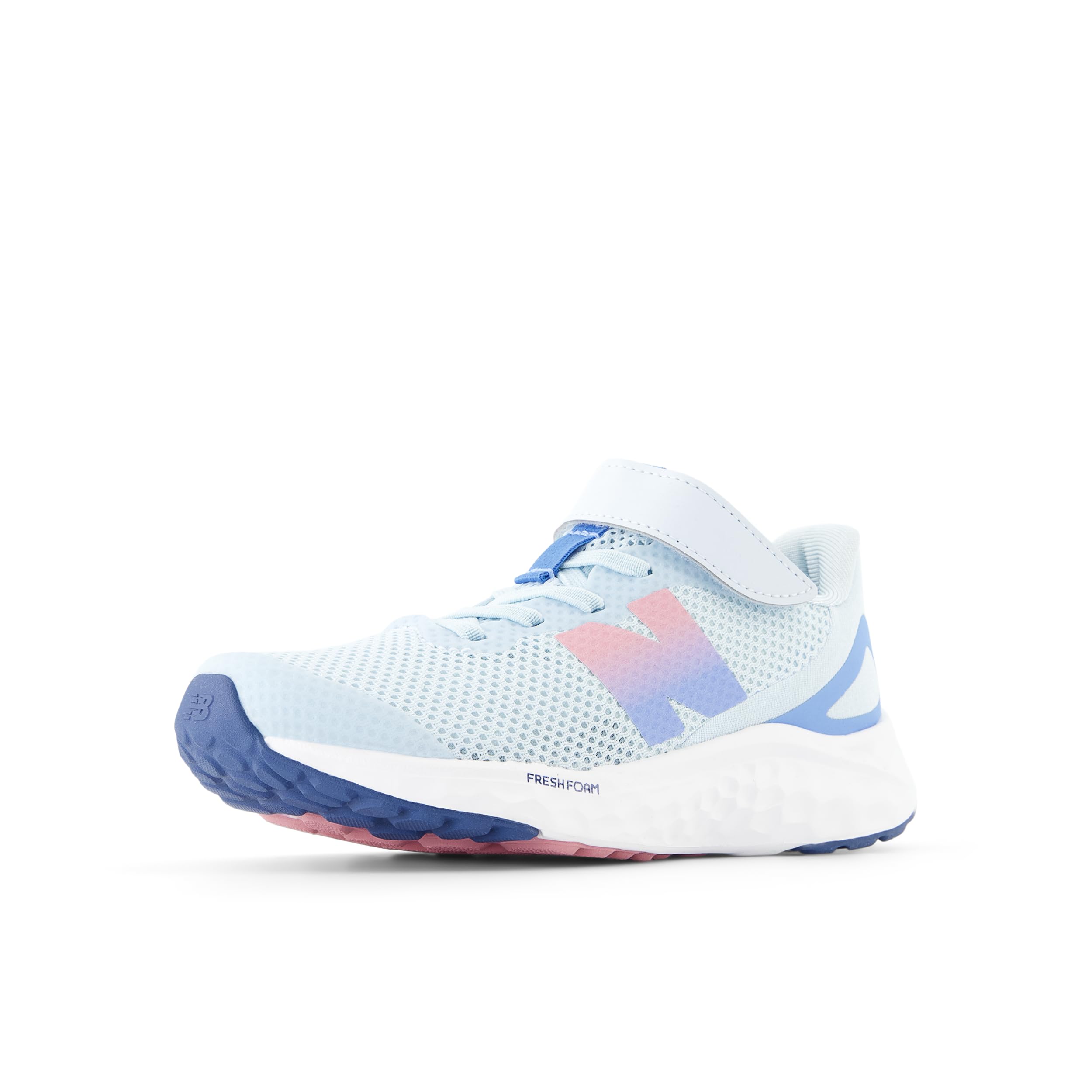 New Balance Kid's Fresh Foam Arishi V4 Hook & Loop Running Shoe, Frosted Glass/Carolina Blue/Pink Taffy, 12 W Little Kid Image