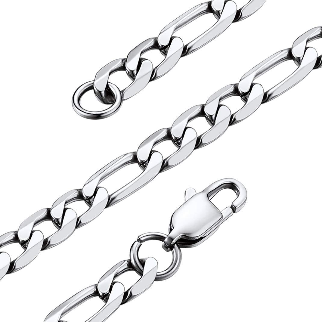 GoldChic Jewelry 316L Stainless Steel 6mm Figaro Chain Necklace