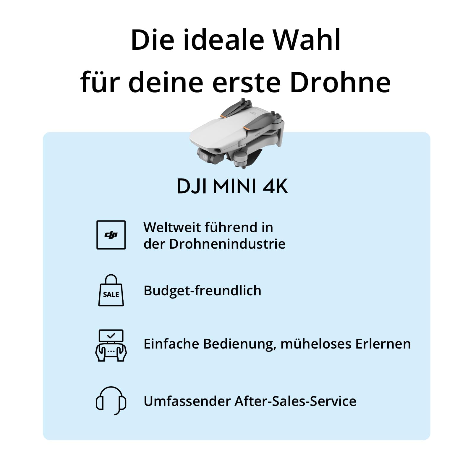 DJI Mini 4K Drohne mit 4K UHD Kamera Für Erwachsene, 3-Achsen-Gimbal-Stabilisierung, C0, QuickShots, 10 km Videoübertragung, Autom. Rückkehr, Windstabil, 1 Akku (31 min Flugzeit), Unter 249g 8