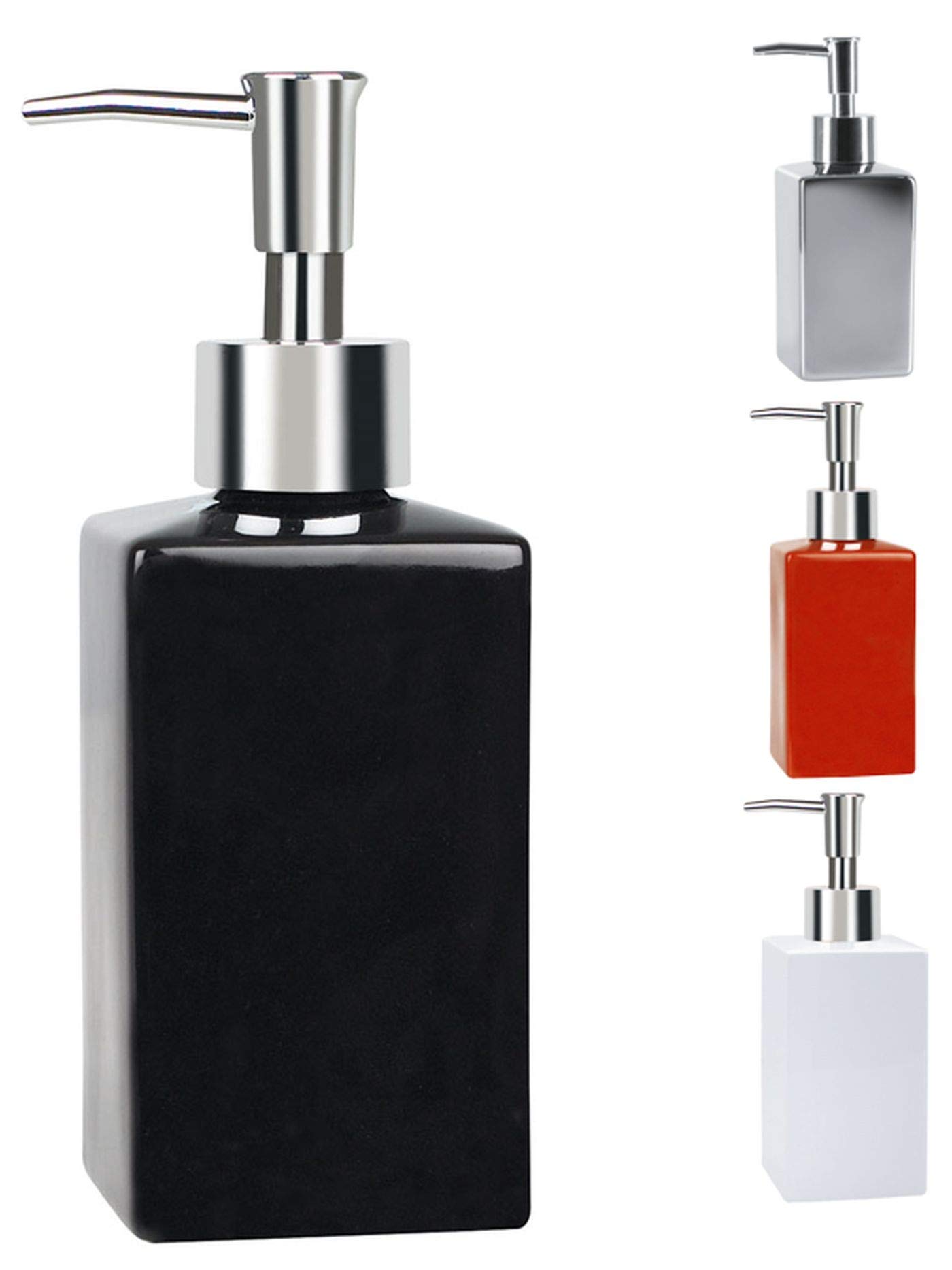 Spirella Quadro Soap Dispenser Stoneware Black Height 16.5 cm x Width 6.5 cm