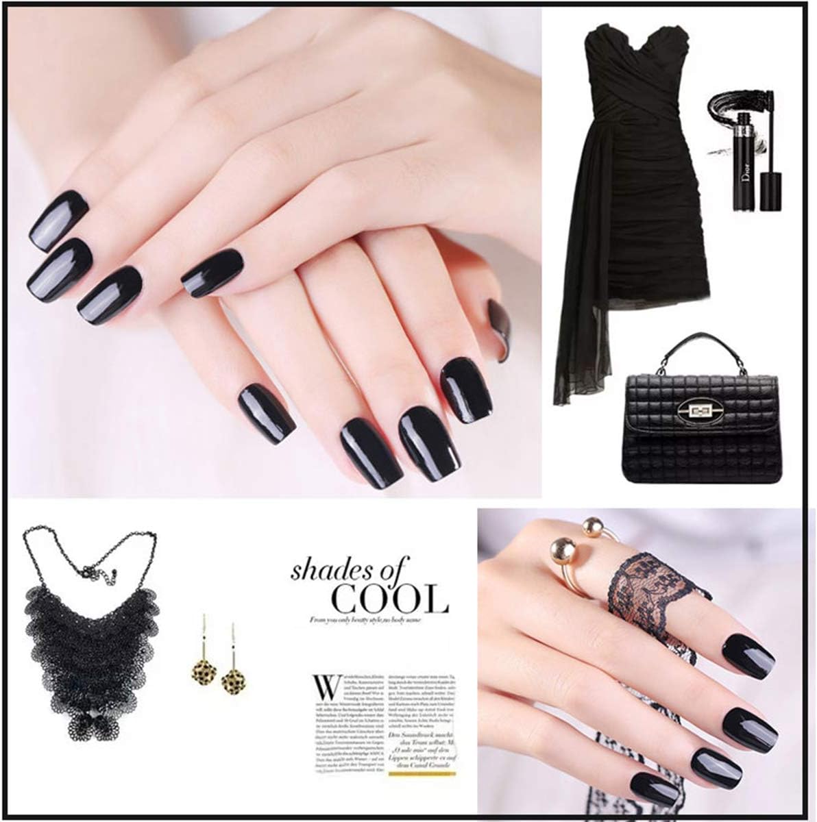MAGIC ARMOR Gel Nail Polish Black Soak Off UV Gel Polish Nail Art Salon Manicure Nail Lacquer Varnish 10ml (002): Health & Personal Care