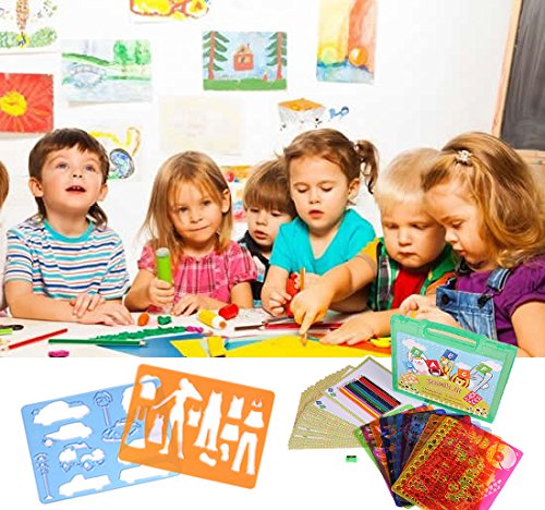 Drawing Stencils Set for Kids, MOMODA Travel Activity and Creativity Kit with over 260 Shapes, Ideal Gift for Boys and Girls, Educational Toy Toddler to Teen