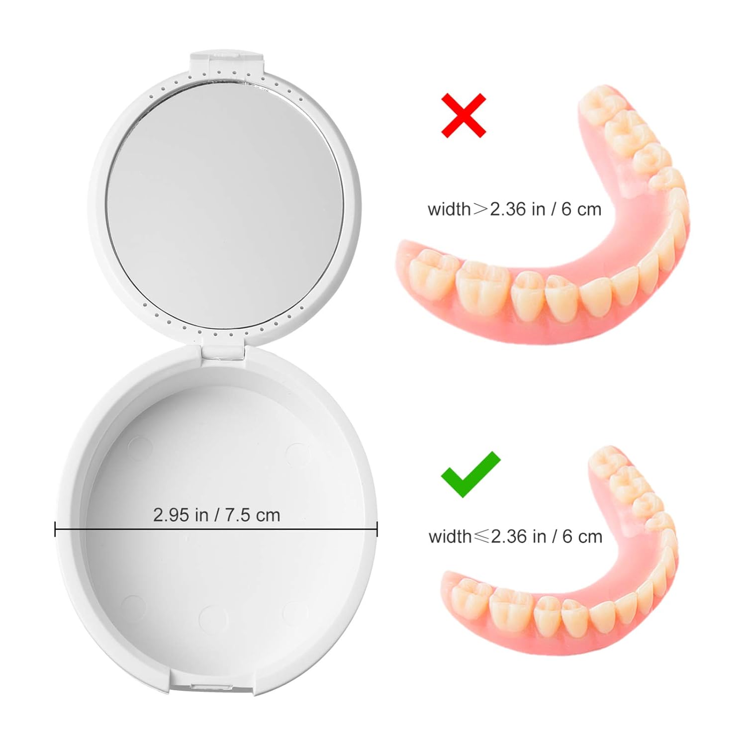 ARTIBETTER Denture Case Denture Bath Case Cup Box Holder Storage Soak Container Mouthguard Retainer Container For Travel Cleaning Store White : Beauty