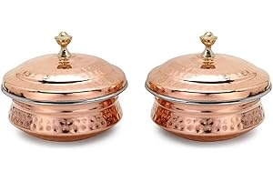Zap Impex cuivre Vaisselle Bol Indien Plat Handi Kit, Terrine cuivre INOX Plat pour Votre Plaque Favorite avec Un Touch (15 c