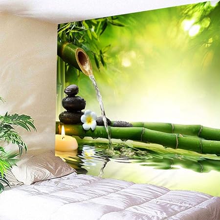 Renqiancun Orientalische Bambus Zen Landschaft Dekorative Wandteppiche Badezimmer Outdoor Wandteppich Wandbehang Blatter Picknick Tuch Wohnkultur Geschenk 200x150cm Amazon De Kuche Haushalt