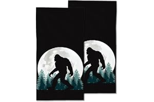 CXULIN Big Foot Hand Towels Set of 2,Forest Moon Soft Fingertip Bath Towel Small Face Washcloths Decor Kitchen Towel for Hotel Spa Gym Sport 28x14in