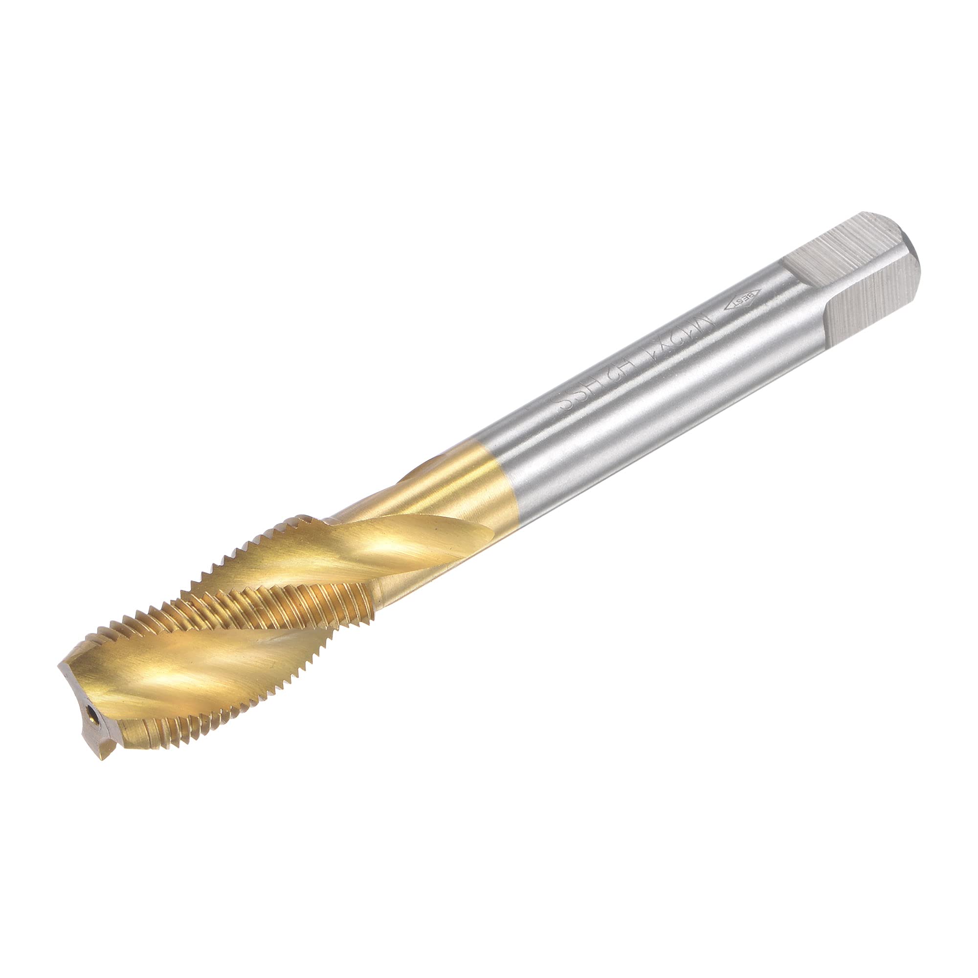 sourcing map Spiral Flute Threading Tap M12 x 1, Metric HSS (High Speed Steel) Titanium Plated Machine Thread Screw Tap 3 Flutes Tapping Tool H2 Tolerance