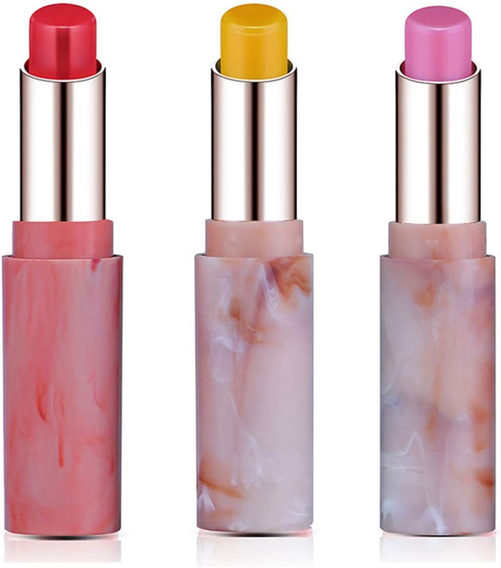 Firstfly 3 Pack Jelly Crystal Lipstick, Nutritious Moisturizing Lip Balm Temperature Color Change Lipstick Waterproof Long Lasting Lip Gloss