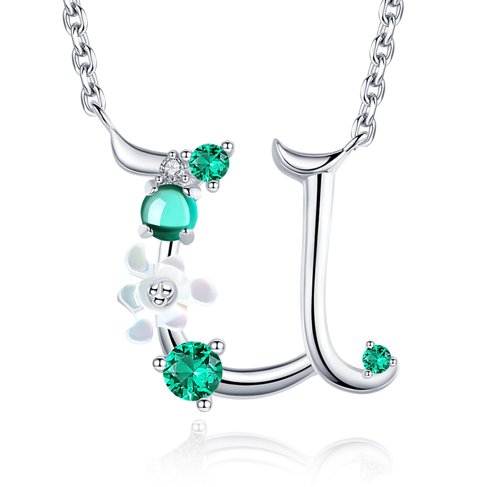 VIKI LYNN Letter U Initial Necklace 925 Sterling Silver Cubic Zirconia Personalised Alphabet Charm Pendant Necklace for Girls — image 1