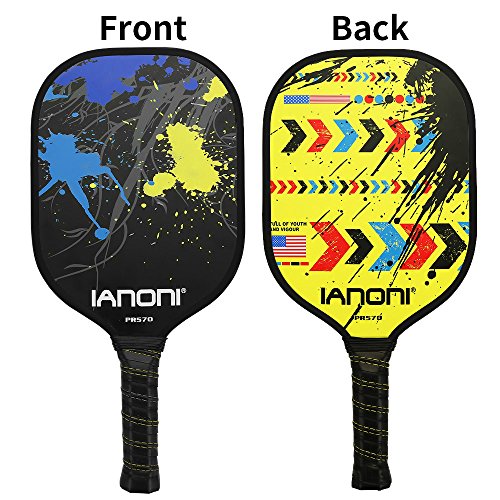 ianoni Graphite Composite Pickleball Paddle - Pickleball Paddle with Graphite Face & Polymer Honeycomb Core,Balanced Weight,Low Profile Edge,Meets USAPA Specifications (Wild Night-Black)