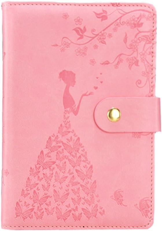 ToiM B6 Leatherette Thickened Notepad with Buckle, Student’s Diary Business Notebook Diary Book, Great Stationery for Daily Use (without Chinese or Japanese) (Princess – Pink)