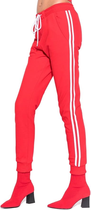 red stripe joggers womens