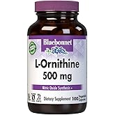 Bluebonnet Nutrition L-Ornithine 500mg, Free-Form Amino Acid, for Healthy Protein Metabolism*, Soy-Free, Gluten-Free, Non-GMO, Kosher Certified, Vegan, 100 Vegetable Capsules, 100 Servings