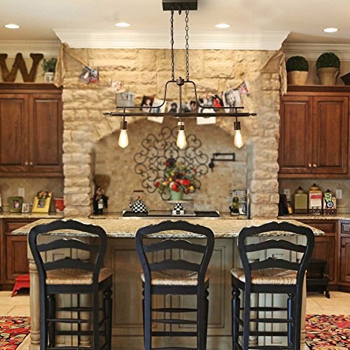 LOG BARN 3-Light Linear Billiard Island Chandeliers Antique Silver Pool Table Lights