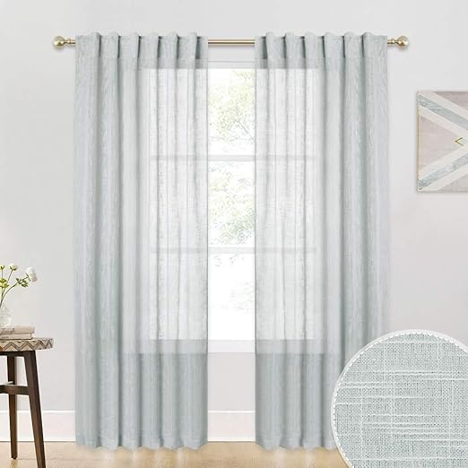 Amazon Com Ryb Home Semi Sheer Curtains For Living Room Rod