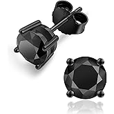 KRKC&CO Moissanite Earrings for Men, Gift for Him, Gold/Black/White Earrings Studs, S925 Sterling Silver Hypoallergenic, Dazzling, 4-Prong, 1.2-3.0CT, D Color, VVS1