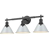 Golden Lighting Yep Orwell 3-Light Vanity in Matte Black and Dusky Blue Shade