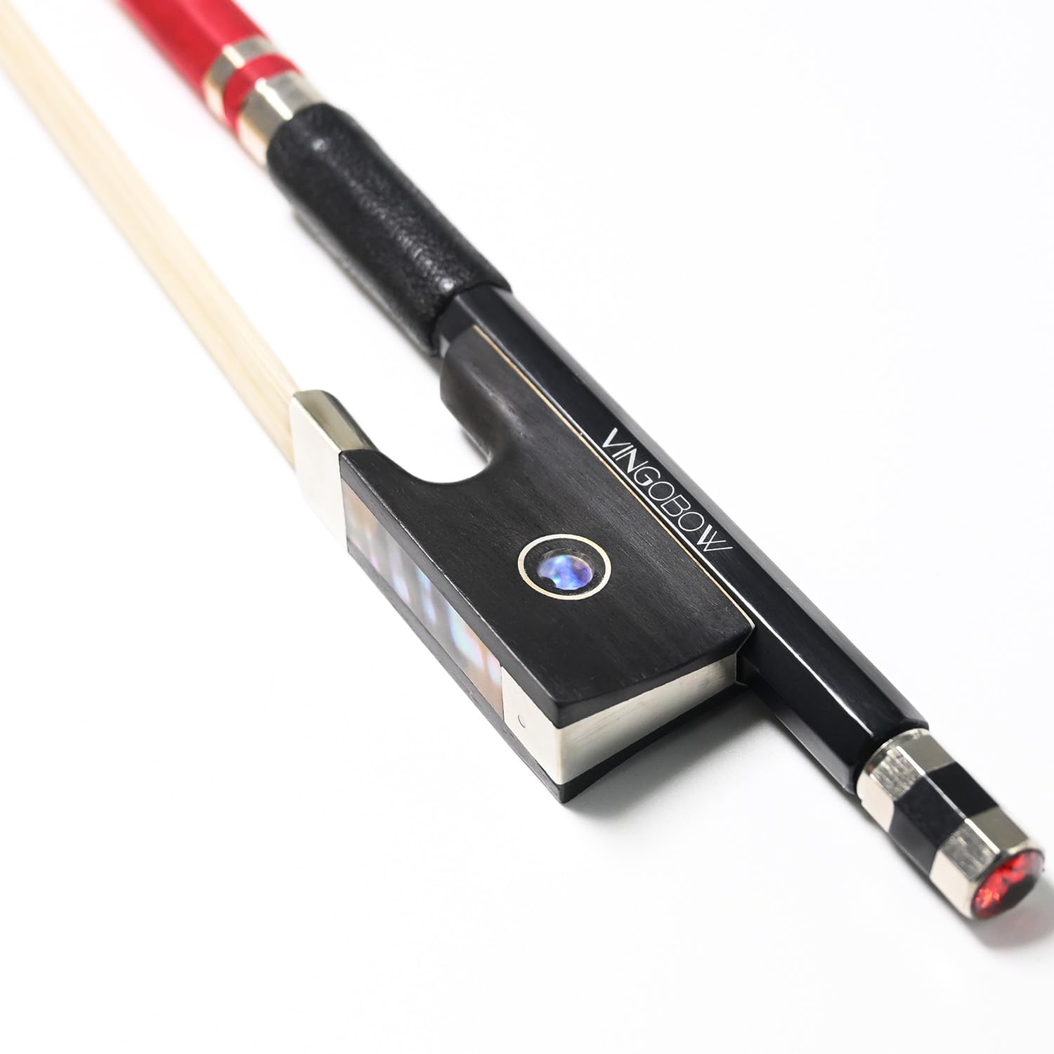 4/4 Full Size Violin Bow Carbon Fiber Bow with Shining Stones Natural Horse Hair Wire Winding Fiddle Bow (4/4, Natural Horse Hair Violin Bow)