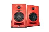 KALI AUDIO LP-UNF-R 4” Ultra Nearfield Powered Monitor System w/Bluetooth - Boundary Compensation EQ Settings - for Mixing, Recording, Audio Production - USB-C, TRS, RCA Inputs Red (Pair)