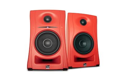 KALI AUDIO LP-UNF-R 4” Ultra Nearfield Powered Monitor System w/Bluetooth - Boundary Compensation EQ Settings - for Mixing, Recording, Audio Production - USB-C, TRS, RCA Inputs Red (Pair)