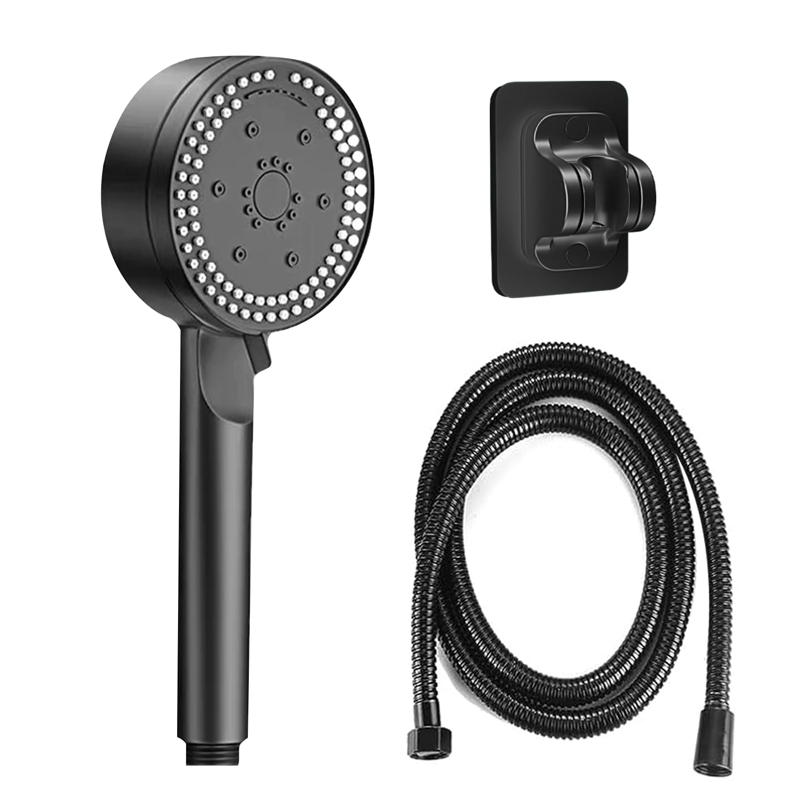 High Pressure Hard Water Filter Shower Head with 8 Modes, Handheld with 2M Hose & Holder, Water Saving Showerhead for Massage, Elderly and Pet Bathing (Black)​​