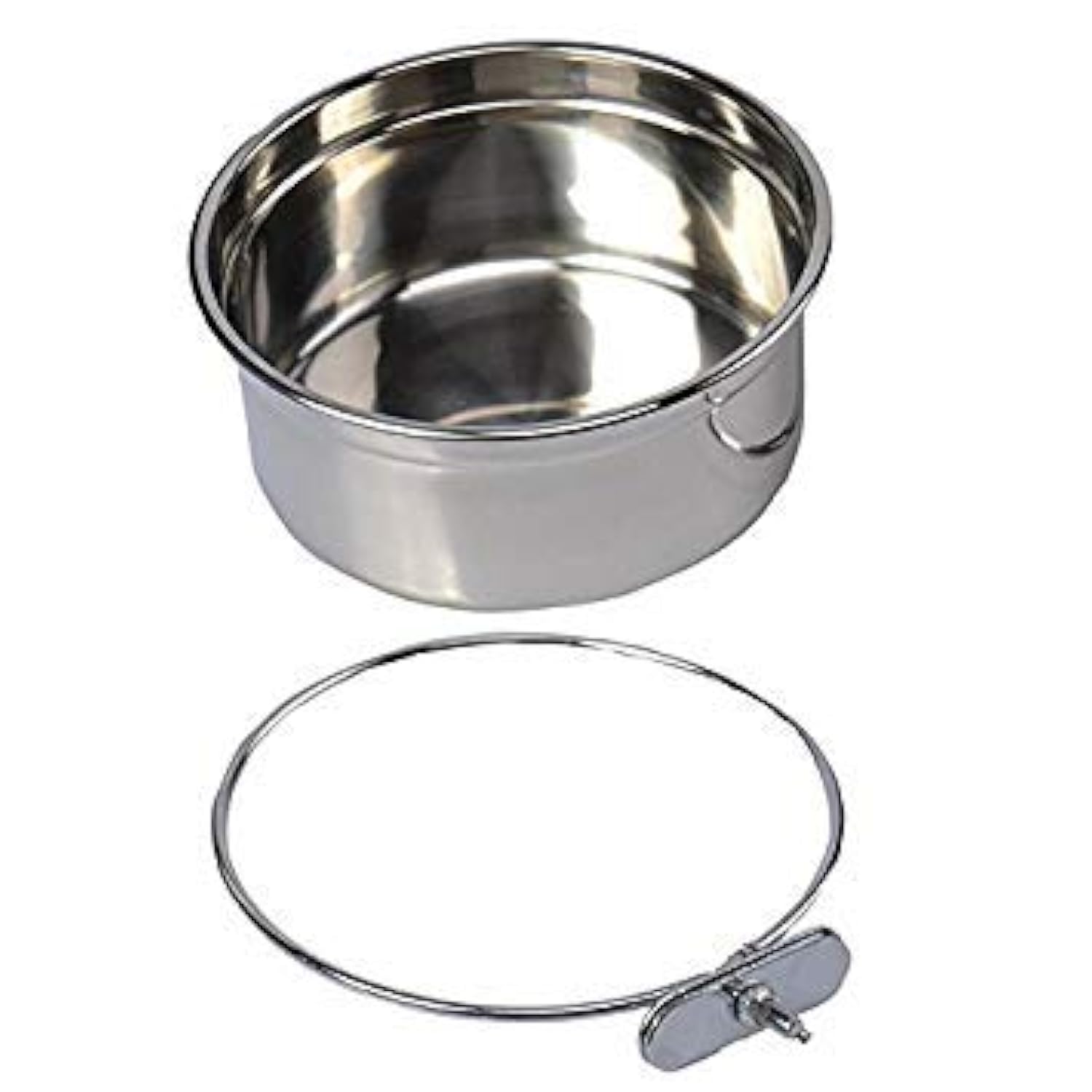 Pet Dog Coop Cups Stainless Steel Feeding Bowl with Clamp - Detachable Dog Cat Cage Kennel Hanging Bowl Metal Food Water Feeder (L)