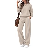 CloudFruit Women's Sweatsuit 2 Piece Lounge Matching Set | 2 Piece Lounge Sweatsuit Sets, Travel Outfits for Women, Fall Winter Clothes 2026, Long Sleeve Sweatshirt &amp; Wide Leg Pants