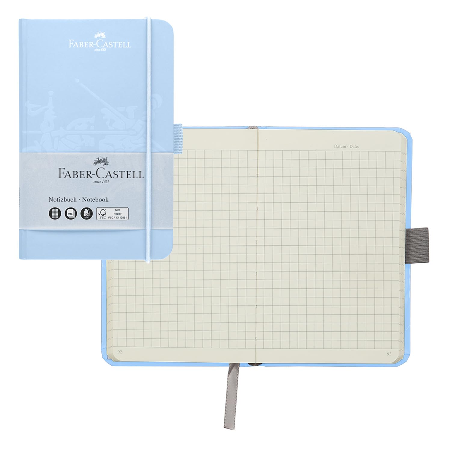 Faber-Castell 44359 Notebook DIN A6 Sky Blue, Squared, 100 g/m², 194 Pages FSC Mix Paper, 90 x 140 mm