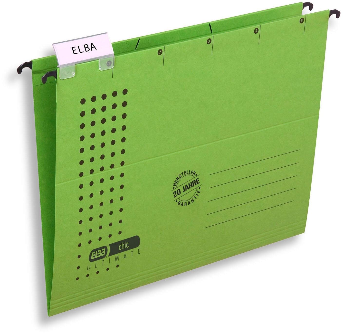 Elba Ultimate 100560142 Suspension Files Opens on Side Pack of 5 Green