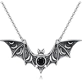 URONE Halloween Necklace Sterling Silver Bat/Moth/Dragon/Spider Necklace Fun Halloween Jewelry Gift for Women